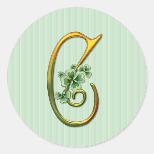 Sticker Rond Monogramme or irlandais C (Devant)