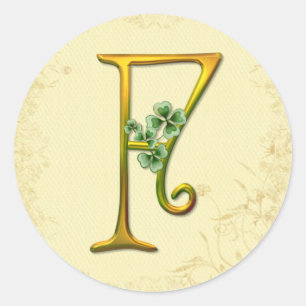 Sticker Rond Monogramme or irlandais F