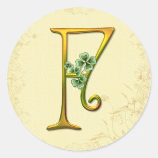 Sticker Rond Monogramme or irlandais F