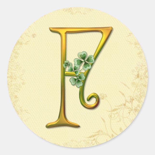 Sticker Rond Monogramme or irlandais F (Devant)
