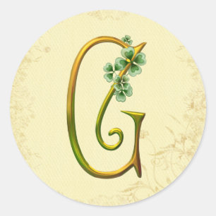 Sticker Rond Monogramme or irlandais G