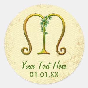 Sticker Rond Monogramme or irlandais M