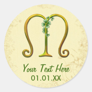 Sticker Rond Monogramme or irlandais M