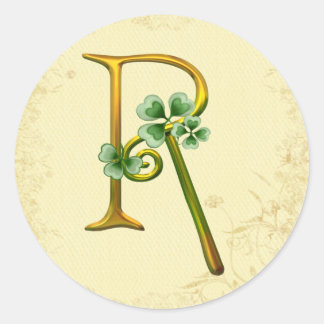 Sticker Rond Monogramme or irlandais R