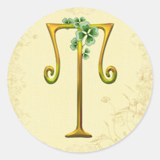 Sticker Rond Monogramme or irlandais T