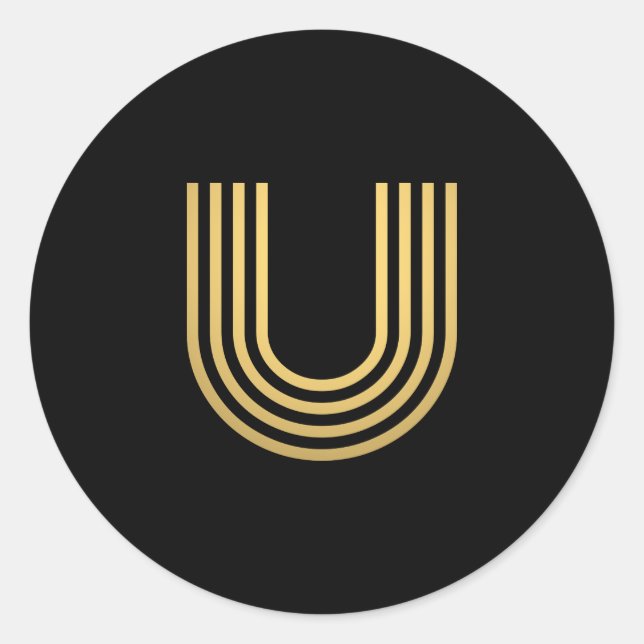 Sticker Rond Monogramme Or moderne (Devant)