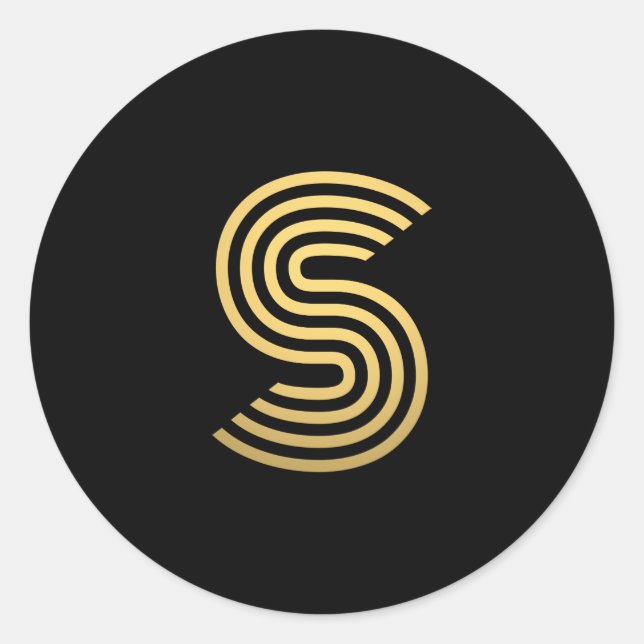 Sticker Rond Monogramme Or moderne (Devant)