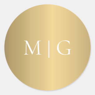 Sticker Rond Monogramme Or moderne