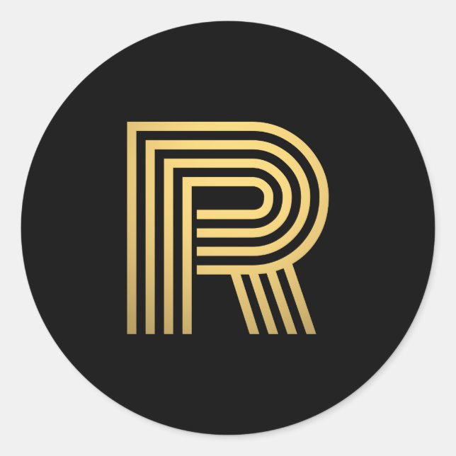 Sticker Rond Monogramme Or moderne (Devant)