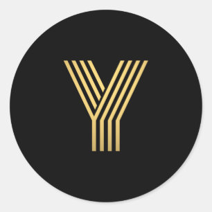 Sticker Rond Monogramme Or moderne