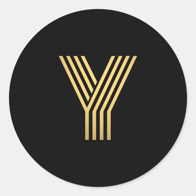 Sticker Rond Monogramme Or moderne (Devant)