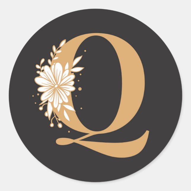 Sticker Rond Monogramme or Q (Devant)