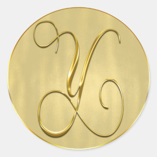Sticker Rond Monogramme or Y Sceau