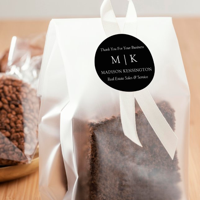 Sticker Rond Monogramme ou ajouter logo cadeau d'entreprise pet (Edit to Customize text, colors and more)