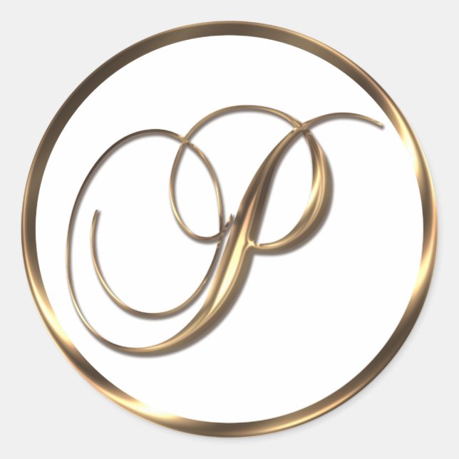 Sticker Rond Monogramme P Faux Bronze (Devant)