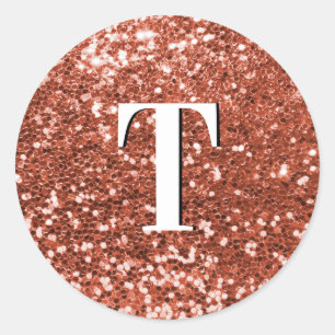 Sticker Rond Monogramme Pailleté Chunky Cuivre
