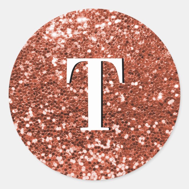 Sticker Rond Monogramme Pailleté Chunky Cuivre (Devant)