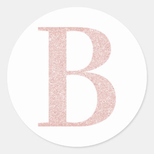 Sticker Rond Monogramme pailleté or rose pâle féminin B