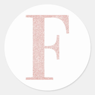 Sticker Rond Monogramme pailleté or rose pâle féminin F