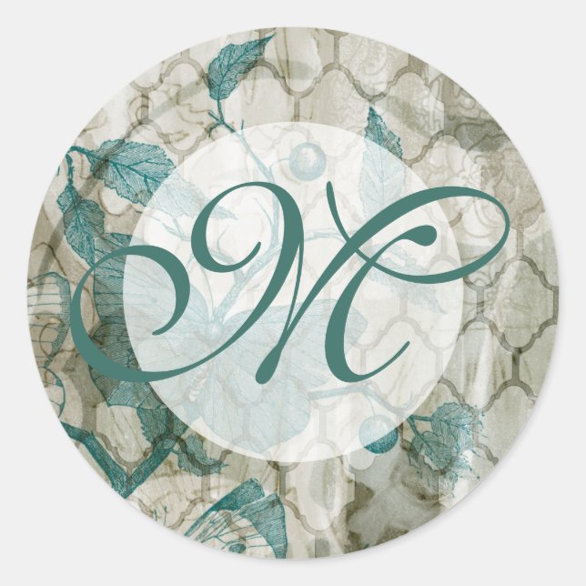 Sticker Rond Monogramme | papillons arabes V (Devant)