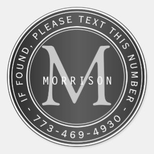 Sticker Rond Monogramme perdu et trouvé dans le noir