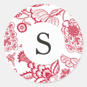 Sticker Rond Monogramme personnalisable Jacobéen Rouge
