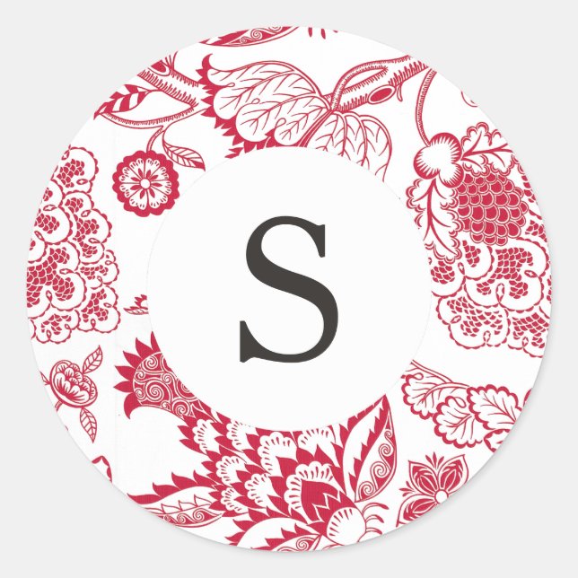Sticker Rond Monogramme personnalisable Jacobéen Rouge (Devant)