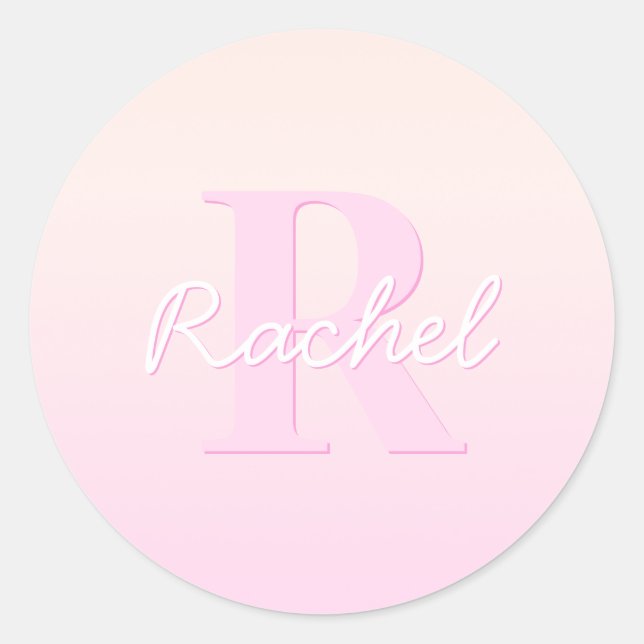 Sticker Rond Monogramme personnalisable | Ombre de la pêche et  (Devant)