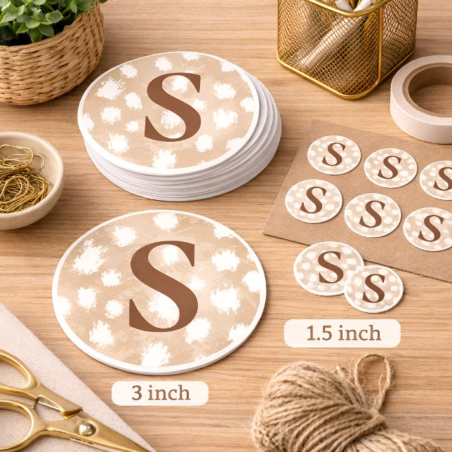 Sticker Rond Monogramme personnalisé avec impression de cerf, f (Monogram Deer Print Round Stickers)