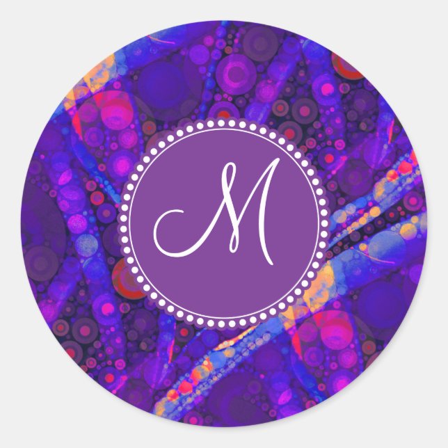 Sticker Rond Monogramme personnalisé Cercles Abstraits Mosaïque (Devant)