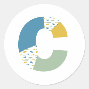 Sticker Rond Monogramme personnalisé de lettre C abstraite mode