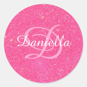 Sticker Rond Monogramme personnalisé de parties scintillantes