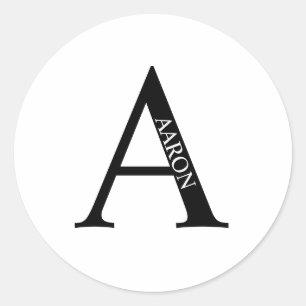 Sticker Rond Monogramme personnalisé et nom classique rond bâto
