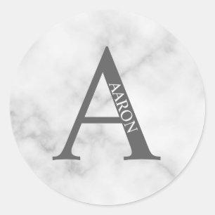 Sticker Rond Monogramme personnalisé et nom rond classique