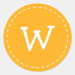 Sticker Rond Monogramme personnalisé moderne mignon simple poin