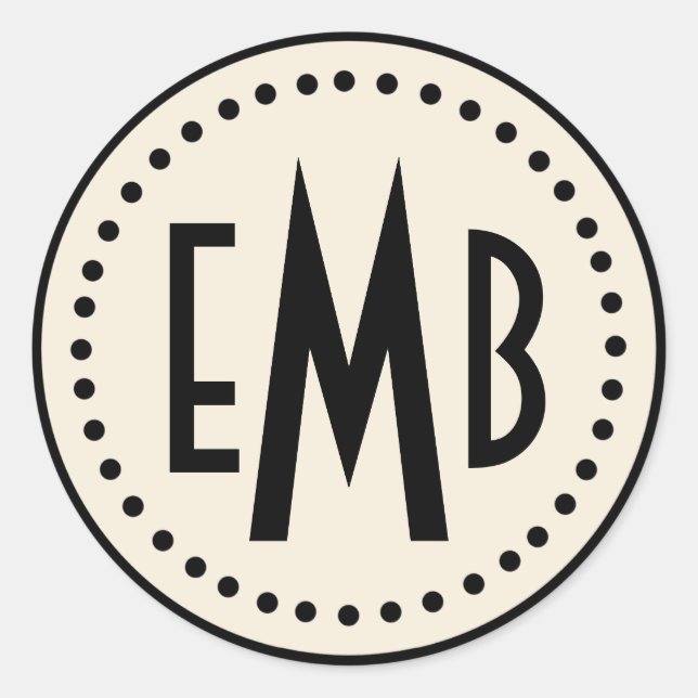 Sticker Rond Monogramme Personnalisé (Oeuf/Lavette (Devant)