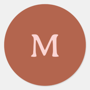 Sticker Rond Monogramme personnalisé orange brûlé