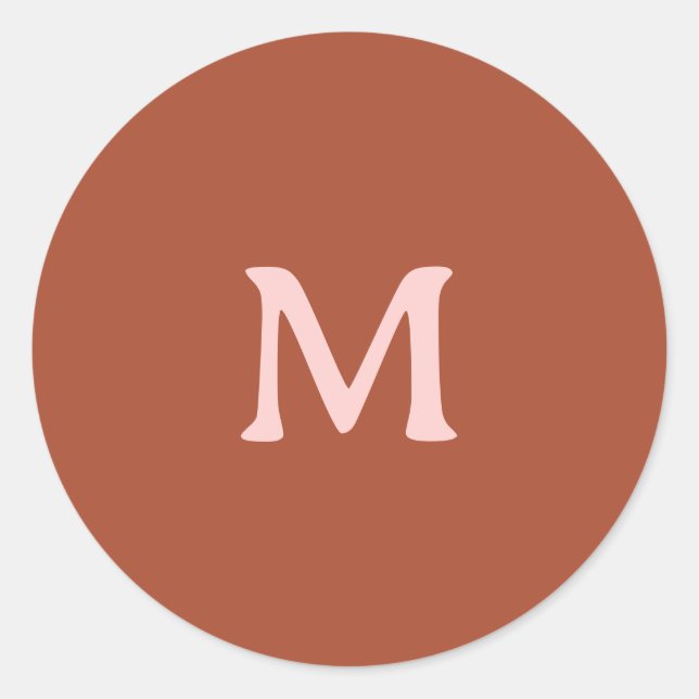 Sticker Rond Monogramme personnalisé orange brûlé (Devant)