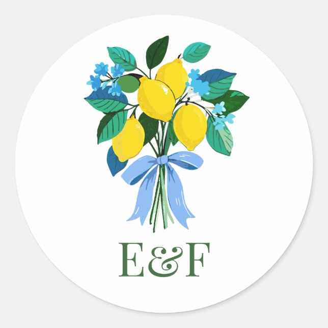Sticker Rond Monogramme Personnalisé pour une Fête de Fiançaill (Devant)