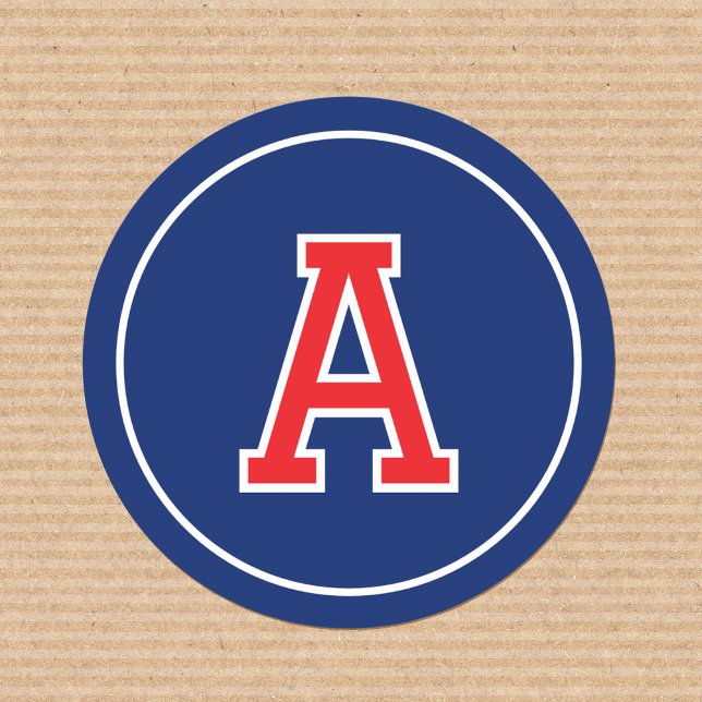 Sticker Rond Monogramme personnalisé Typographie rétro Marine B (Créateur téléchargé)