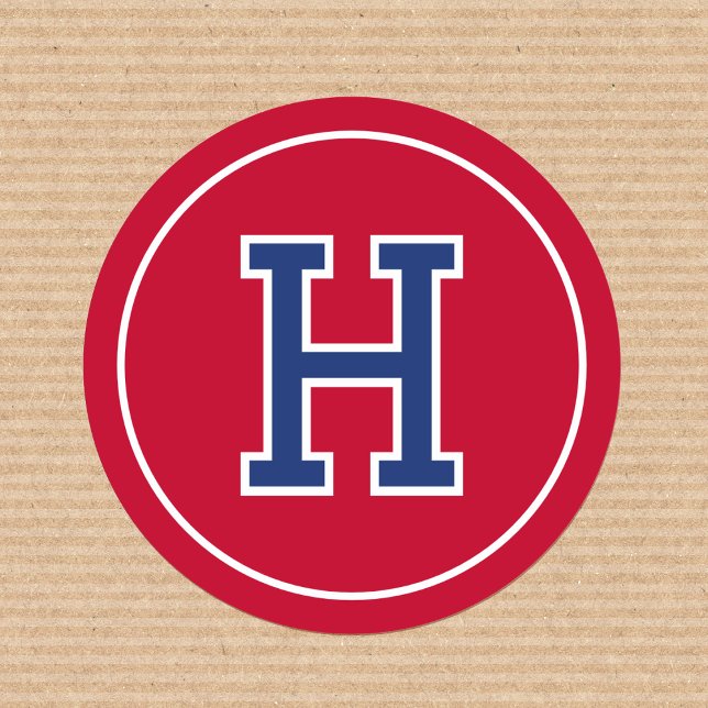 Sticker Rond Monogramme personnalisé Typographie rétro Marine R (Créateur téléchargé)