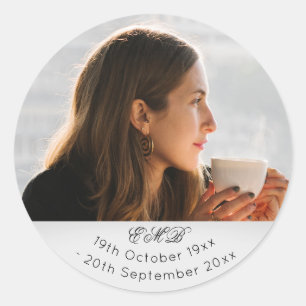 Sticker Rond Monogramme photo commémorative funéraire