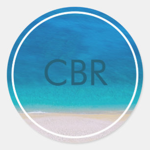 Sticker Rond Monogramme Plage Océan marin Monogramme Photo init