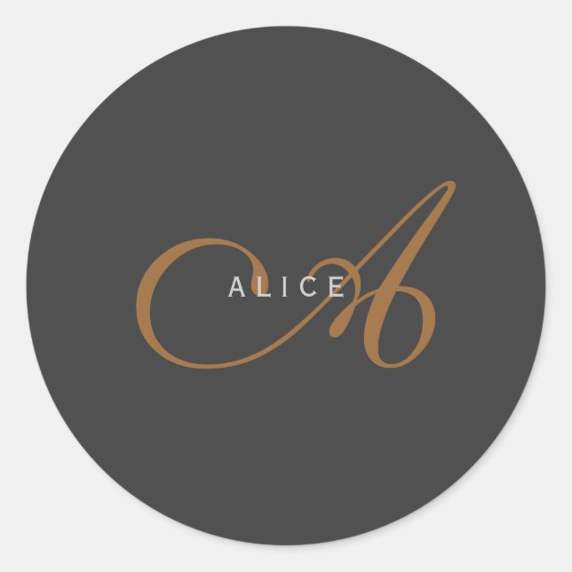 Sticker Rond Monogramme plat tendance Nom initial (Devant)