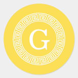 Sticker Rond Monogramme principal grec blanc d'initiale de