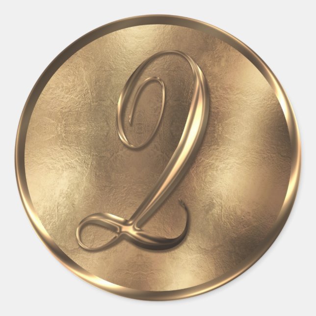 Sticker Rond Monogramme Q Faire-part de mariage bronze (Devant)