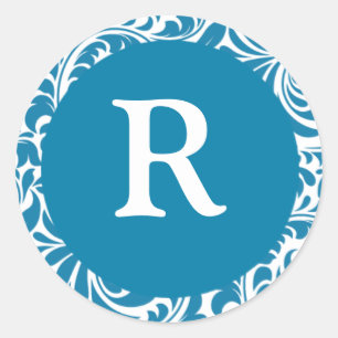 Sticker Rond Monogramme R Cerulean Mariage Monogrammes Invitati