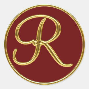 Sticker Rond Monogramme R en or 3D