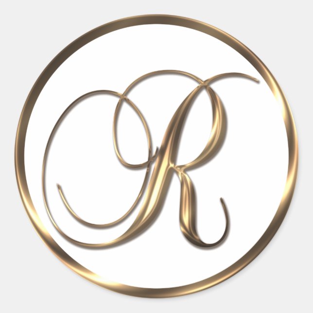Sticker Rond Monogramme R Faux Bronze (Devant)