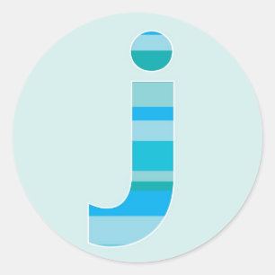 Sticker Rond Monogramme rayé bleu - lettre J